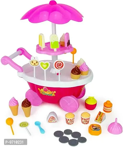 skiloriz Ice Cream Toy Cart Play Set for Kids - 39-Piece Pretend Play Food - Educati.-thumb4