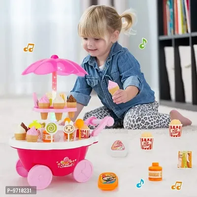 skiloriz Ice Cream Toy Cart Play Set for Kids - 39-Piece Pretend Play Food - Educati.-thumb3