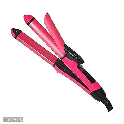 2 in 1 Hair Straightener and Curler( 2 in 1 Combo ) | hair straightening machine, Beauty Set of Professional Hair Straightener Hair Straightener and Hair Curler with Ceramic Plate For Women (Pink)-thumb0