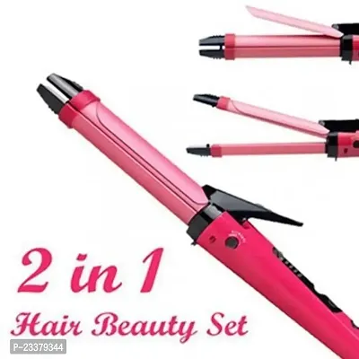 2 in 1 Hair Straightener and Curler( 2 in 1 Combo ) | hair straightening machine, Beauty Set of Professional Hair Straightener Hair Straightener and Hair Curler with Ceramic Plate For Women (Pink)
