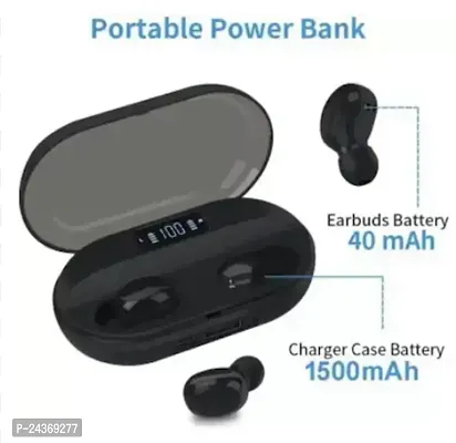 T2 Wireless Earbuds Original Stereo Deep Bass, Latest Version Of T2 Earbud ,2000mh Power Bank (BLACK)