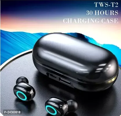 T2 Wireless Earbuds Original Stereo Deep Bass, Latest Version Of T2 Earbud ,2000mh Power Bank (BLACK)-thumb0