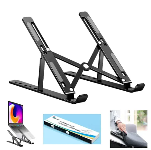 Aluminum Alloy Adjustable, Portable, Foldable, Ergonomic, 4 IN 1 Laptop stand + Book stand + Tab stand + Mobile stand
