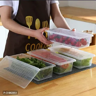 Pack Of 4 Plastic Fridge Organizers Storage Box Container Airtight Lid 1500ML-thumb0