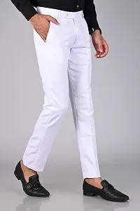 White Polyester Formal Trousers For Men-thumb2