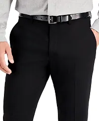 Black Polycotton Mid Rise Formal Trousers for men-thumb3