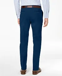 Blue Polycotton Mid Rise Formal Trousers for men-thumb1