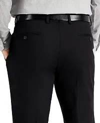 Black Polycotton Mid Rise Formal Trousers for men-thumb1