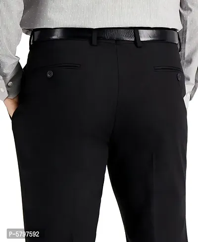 Black Polycotton Mid Rise Formal Trousers for men-thumb2