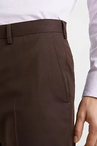 Coffee Polycotton Mid Rise Formal Trousers for men-thumb2