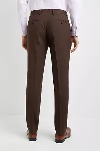 Coffee Polycotton Mid Rise Formal Trousers for men-thumb1