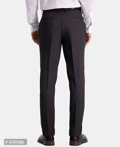 Black Polycotton Mid Rise Formal Trousers for men-thumb3