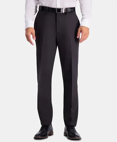 Regular Fit Polycotton Solid Formal Trousers For Men