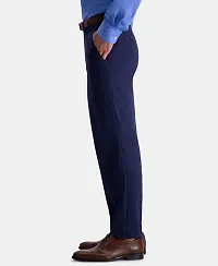 Navy Blue Polycotton Mid Rise Formal Trousers for men-thumb1