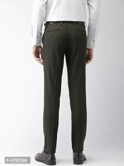 Green Polycotton Mid Rise Formal Trousers for men-thumb3