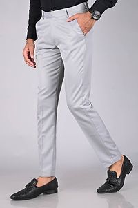 MANCREW Slim Fit Formal Trousers For Men- Light Grey, Khaki Combo (Pack Of 2)-thumb2