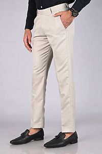 MANCREW Slim Fit Formal Trousers For Men- Light Grey, Beige Combo (Pack Of 2)-thumb1