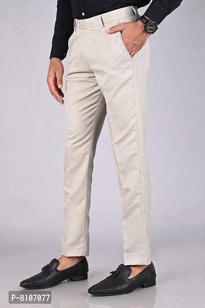 MANCREW Slim Fit Formal Trousers For Men- Light Grey, Beige Combo (Pack Of 2)-thumb2