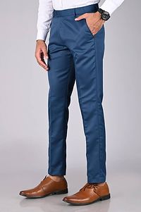 MANCREW Slim Fit Formal Trousers For Men- Blue, Dark Grey Combo (Pack Of 2)-thumb2