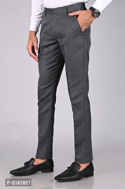 MANCREW Slim Fit Formal Trousers For Men- Blue, Dark Grey Combo (Pack Of 2)-thumb2