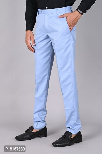 MANCREW Slim Fit Formal Trousers For Men- Blue, Light Blue Combo (Pack Of 2)-thumb2