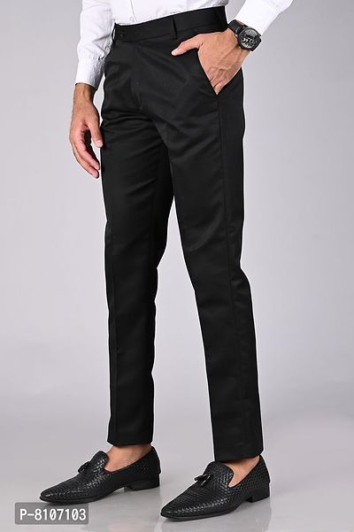 MANCREW Polyester Slim Fit Formal Trousers For Men - Black, Light Blue Combo (Pack Of 2)-thumb3