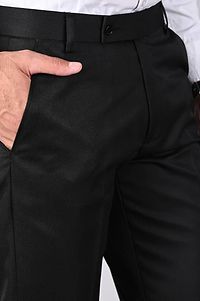 MANCREW Polyester Slim Fit Formal Trousers For Men - Black, Black Combo (Pack Of 2)-thumb1