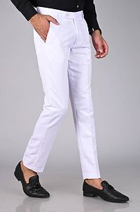MANCREW Polyester Slim Fit Formal Trousers For Men - Black, White Combo (Pack Of 2)-thumb1
