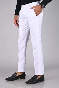 White Polyester Formal Trousers For Men-thumb4