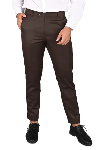 Buy Black Polyester Viscose Blend Formal Trousers For Men Online