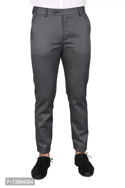 Fellow Slim Fit Gold and Lightgrey Formal Trouser for Men - Polyester  Viscose Bottom Formal Pants for