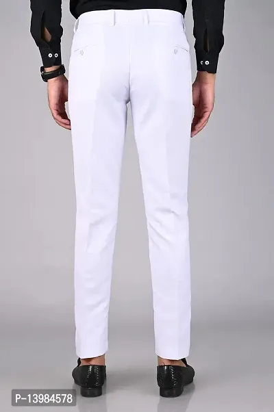 White Polyester Formal Trousers For Men-thumb2