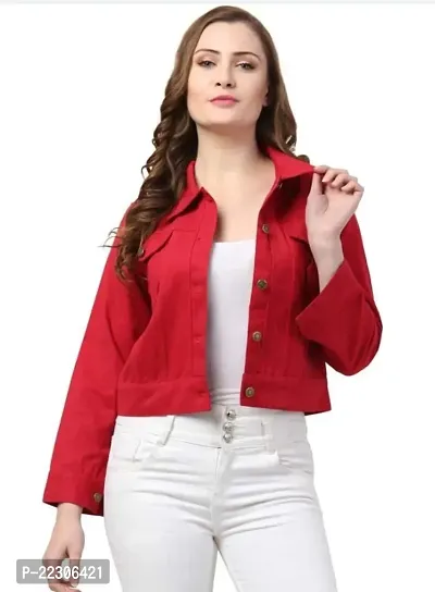 Stylish Denim Jacket Solid Machine Wash  For Women-thumb0