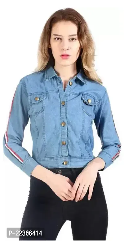 Stylish Denim Jacket Solid Machine Wash  For Women-thumb0