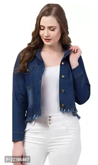 Stylish Denim Jacket Solid Machine Wash  For Women-thumb0