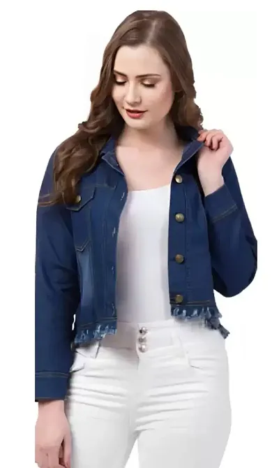 FUNDAY FASHION Full Sleeve Blue Solid Women's Denim Jacket