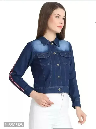 Stylish Denim Jacket Solid Machine Wash  For Women-thumb0