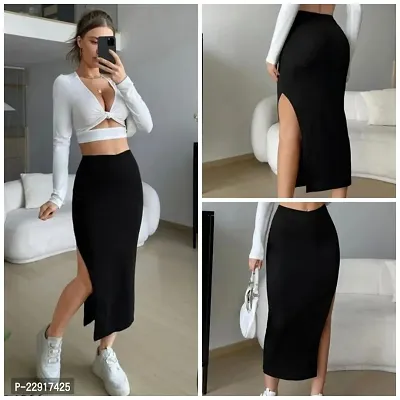 Classic Cotton Blend Solid Skirt for Women