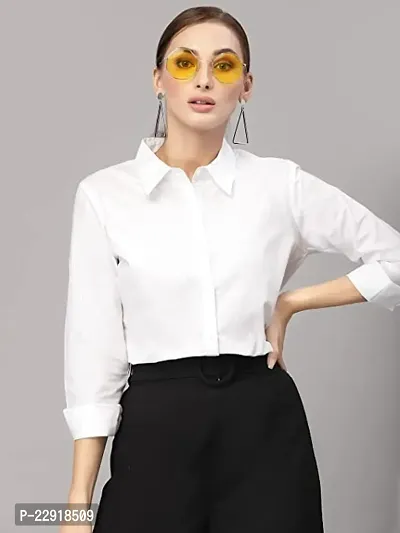 Classic Crepe Solid Shirt for Women-thumb0