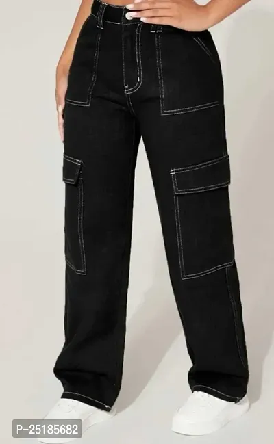 SIX POCKET BLACK WOMAN JEANS-thumb0