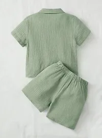 Stylish Green Cotton Blend Top With Bottom Set Clothing Set For Kids-thumb1