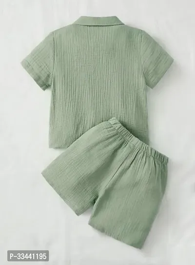 Stylish Green Cotton Blend Top With Bottom Set Clothing Set For Kids-thumb2