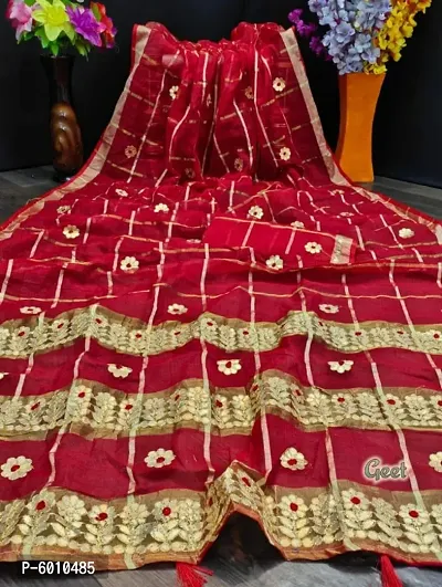 Women Ethnic Kota Doriya saree with Blouse piece-thumb0