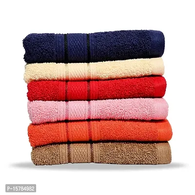 Akin Cotton Face Towel 500 GSM (Coffee, Navy Blue, Red, Baby Pink, Brown, Sky Blue, Rose Pink, Peach, Rust, Yellow) (Pack of 6)-thumb3