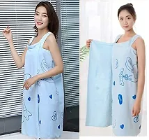 Akin Microfibre Soft Cotton Bathrobe for Girls  Women || Bath Robe Towel for Women ||Quick Dry Dress Towel for Ladies (Blue)-thumb2