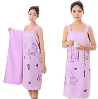 Akin Microfibre Soft Cotton Bathrobe for Girls  Women || Bath Robe Towel for Women ||Quick Dry Dress Towel for Ladies (Purple)-thumb4