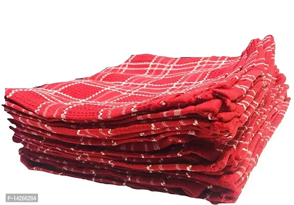Stylish Fancy Premium Kitchen Cloth  Home Multipurpose Cloth - Kitchen Napkin - Cleaning Cloth - Chapati Packing Cloth -18 X 18 Inch Guaranted - 100% Cotton (Red, 6)