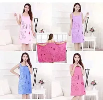 Akin Microfibre Soft Cotton Bathrobe for Girls  Women || Bath Robe Towel for Women ||Quick Dry Dress Towel for Ladies (Light Blue)-thumb3