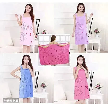 Akin Microfibre Soft Cotton Bathrobe for Girls  Women || Bath Robe Towel for Women ||Quick Dry Dress Towel for Ladies (Light Blue)-thumb4