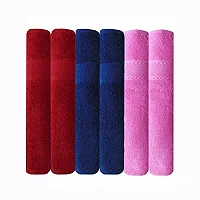 Akin Cotton Red,Pink, Brown Hand Towel Set | 6 Hand Towels (40 x 60 cm) | Bathroom Towel | Bathroom Napkin | GSM 500 | 3 Different Colors | (Pink, Brown, Red)-thumb1